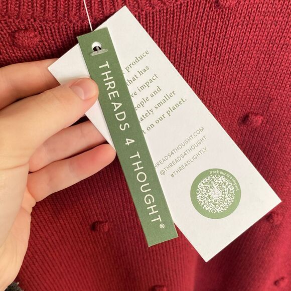 Threads 4 Thought Womens Crew Neck Bobble Sweater Size 1X Burgundy Sustainable - Picture 9 of 16